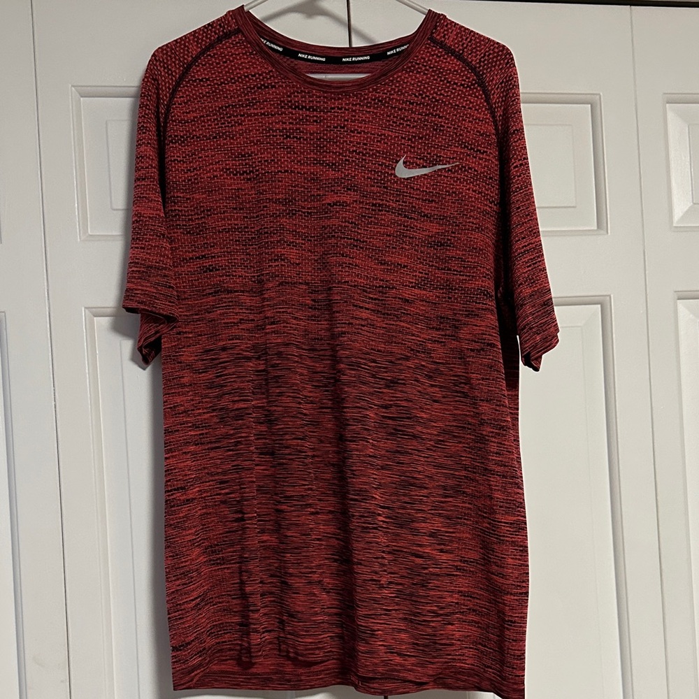 Nike Red Space-Dye Dri-FIT Short Sleeve Training Tee